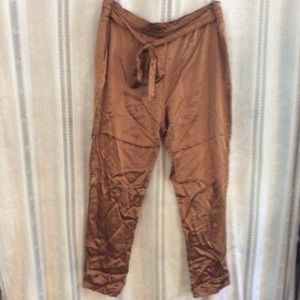 Scandal Italy copper satin elastic waist pants M